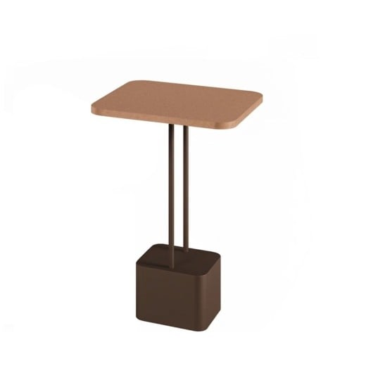 Mesa Lateral Alba Tampo Quadrado em Madeira Pintada Hastes Duplas e Base Cúbica em Aço Carbono com Pintura Epóxi
