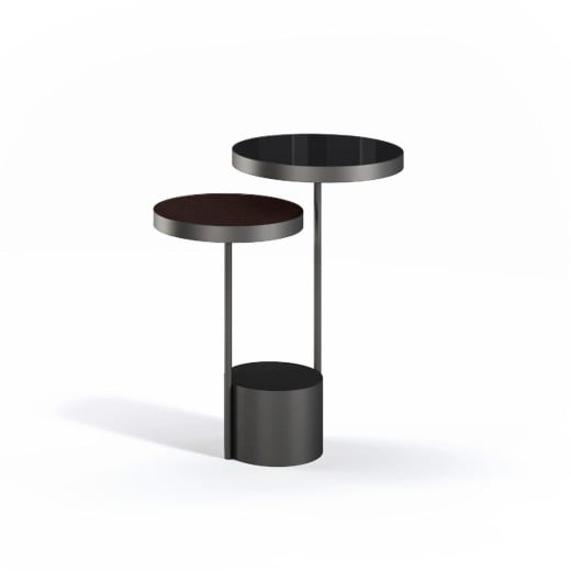 Mesa Lateral Amara Design com 2 Tampos Redondos Estrutura Metálica