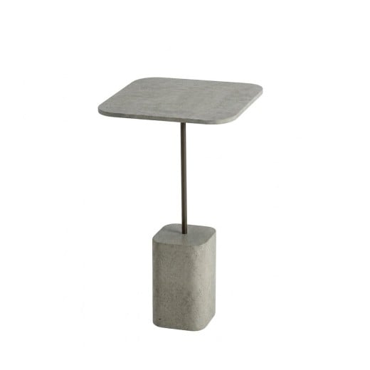 Mesa Lateral Hill TS Tampo Quadrado Base em Bloco Mineral Haste Aço Carbono Design by Studio 3 Design