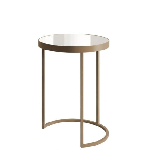 Mesa Lateral Ignácia Duo Redonda Tampo com Aro Metálico Base Aço Carbono com Pintura Epóxi 