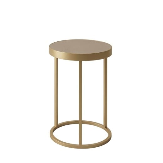 Mesa Lateral Ignácia Duo Redonda Tampo com Aro Metálico Base Aço Carbono com Pintura Epóxi 