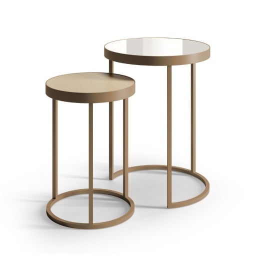 Mesa Lateral Ignácia Duo Redonda Tampo com Aro Metálico Base Aço Carbono com Pintura Epóxi 