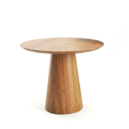 Mesa Lateral Jaxon Tampo Redondo e Base Cônica em Madeira Laminada Tingida