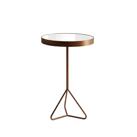 Mesa Lateral Kawi Redonda Tampo Espelho com Aro Metálico Base Aço Carbono com Pintura Epóxi