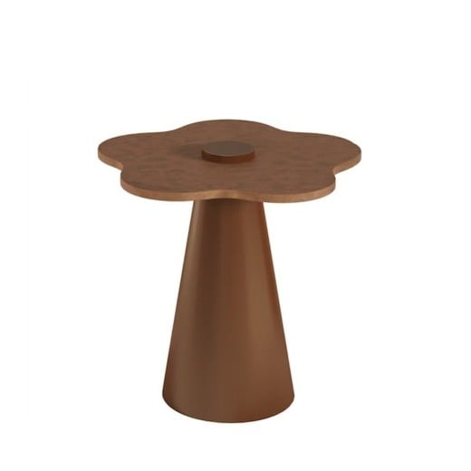 Mesa Lateral Lorys II Tampo Orgânico Madeira Base Cônica em Aço Carbono com Pintura Epóxi 
