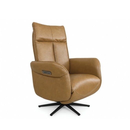 Poltrona Amaris Elétrica Tri Power Relax Design Anatômico com Ajuste na Cabeceira em Couro Legítimo Pés Metálicos