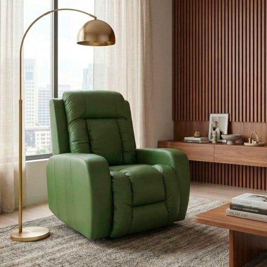 Poltrona Emilla Glider Elétrica Relax com USB Integrado em Couro Legítimo Base Metálica