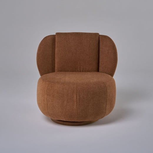 Poltrona Giratória Zennon Estofada Base Aro em Madeira Estrutura Revestida Design by Intervém Design