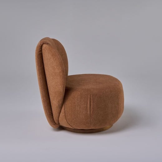 Poltrona Giratória Zennon Estofada Base Aro em Madeira Estrutura Revestida Design by Intervém Design