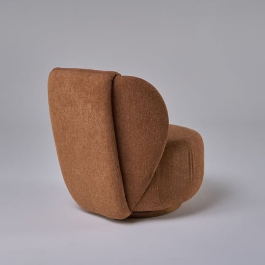 Poltrona Giratória Zennon Estofada Base Aro em Madeira Estrutura Revestida Design by Intervém Design