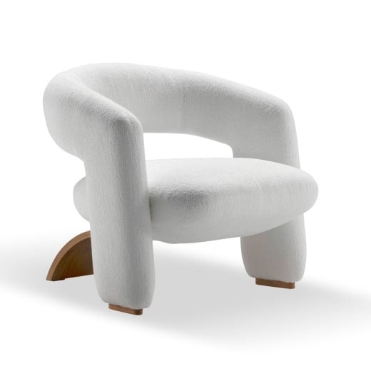Poltrona Hellius Estofada com Encosto e Braços Integrados Base Curva em Lâmina de Cinamomo Design by Studio +A!