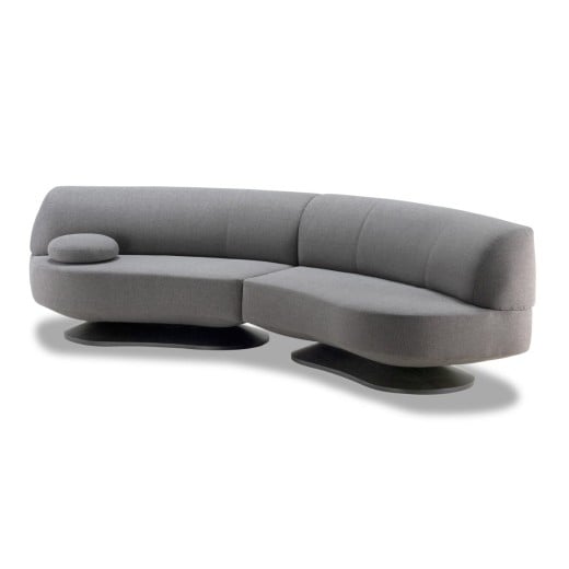 Sofá Curvo Olsay 2 Módulos Estofado com Almofada Decorativa Base Orgânica em Madeira Laminada Design by Maicon Geremia