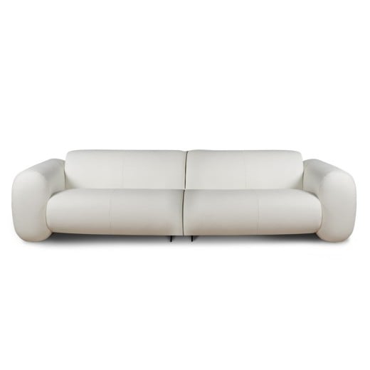 Sofá Ondine 2 Módulos em Couro Legítimo com Design Orgânico e Costuras Decorativas