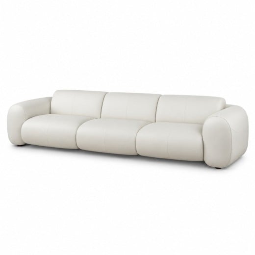Sofá Ondine 3 Módulos em Couro Legítimo com Design Orgânico e Costuras Decorativas