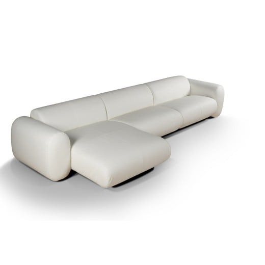 Sofá Ondine 3 Módulos em Couro Legítimo com Design Orgânico e Costuras Decorativas