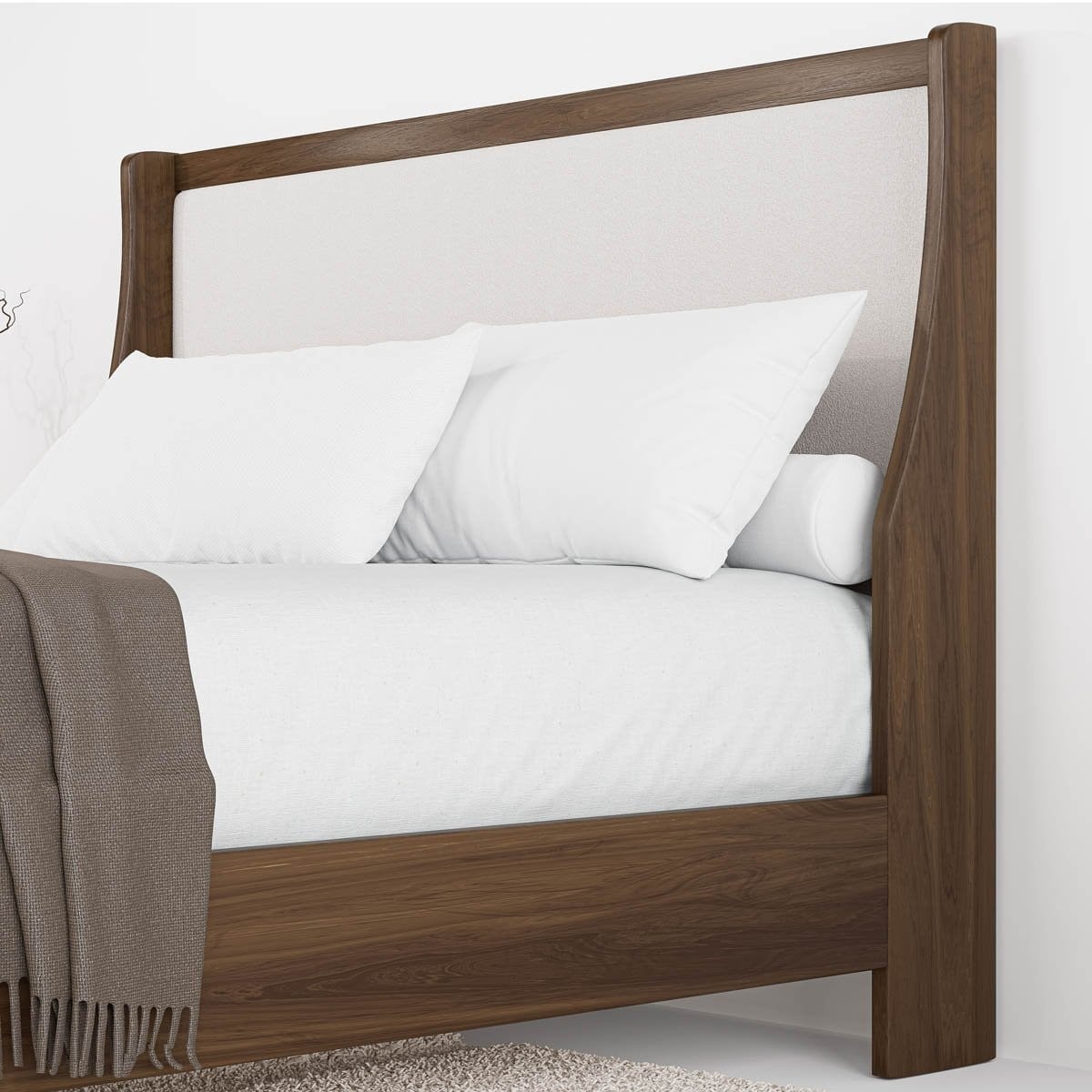 Cama Berlinne Madeira Cabeceira com Abas Laterais e Frente Estofada 