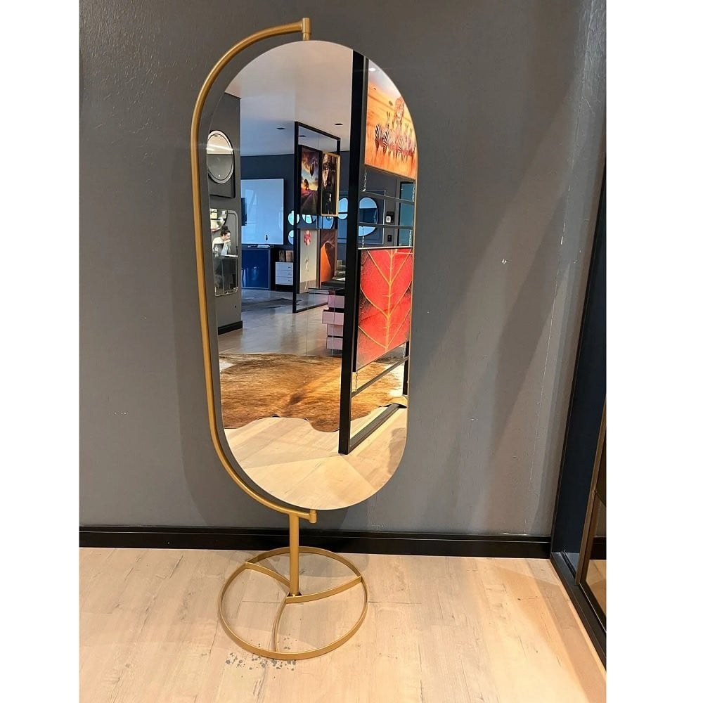 Espelho Rotatory Suporte de Chão Estrutura em Metal Design Contemporâneo