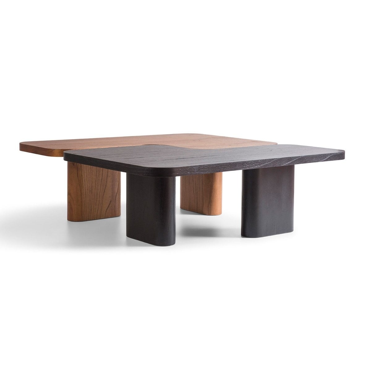 Mesa de Centro Geminy Design Orgânico Estrutura Lâmina de Madeira Tingida