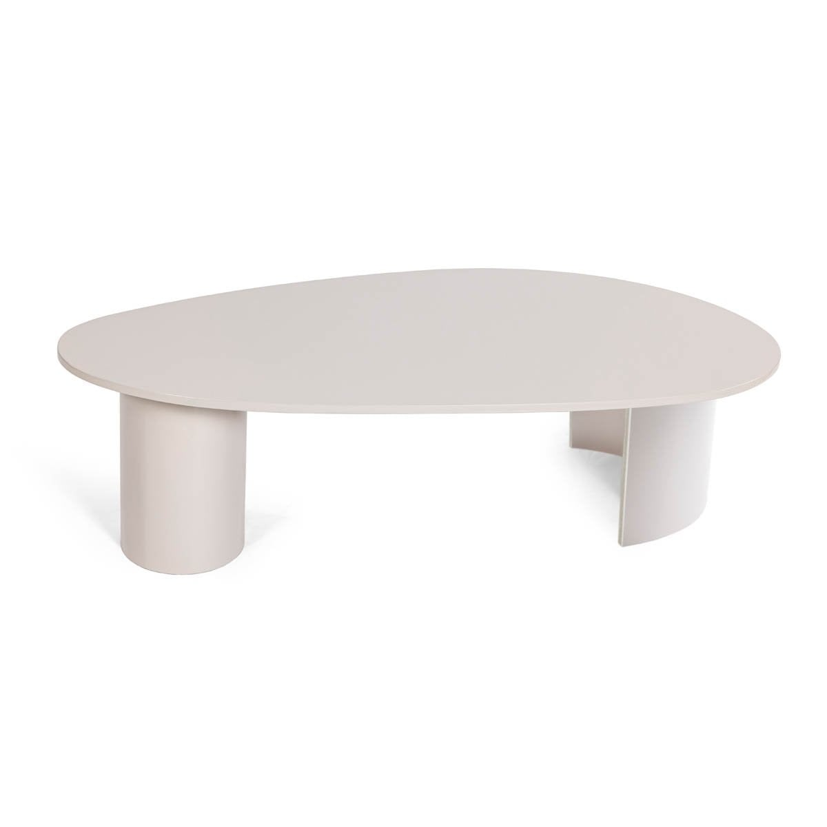 Mesa de Centro Tartuggon Design Orgânico Tampo Laqueado Base Compensado Laqueado Bases Cilíndricas