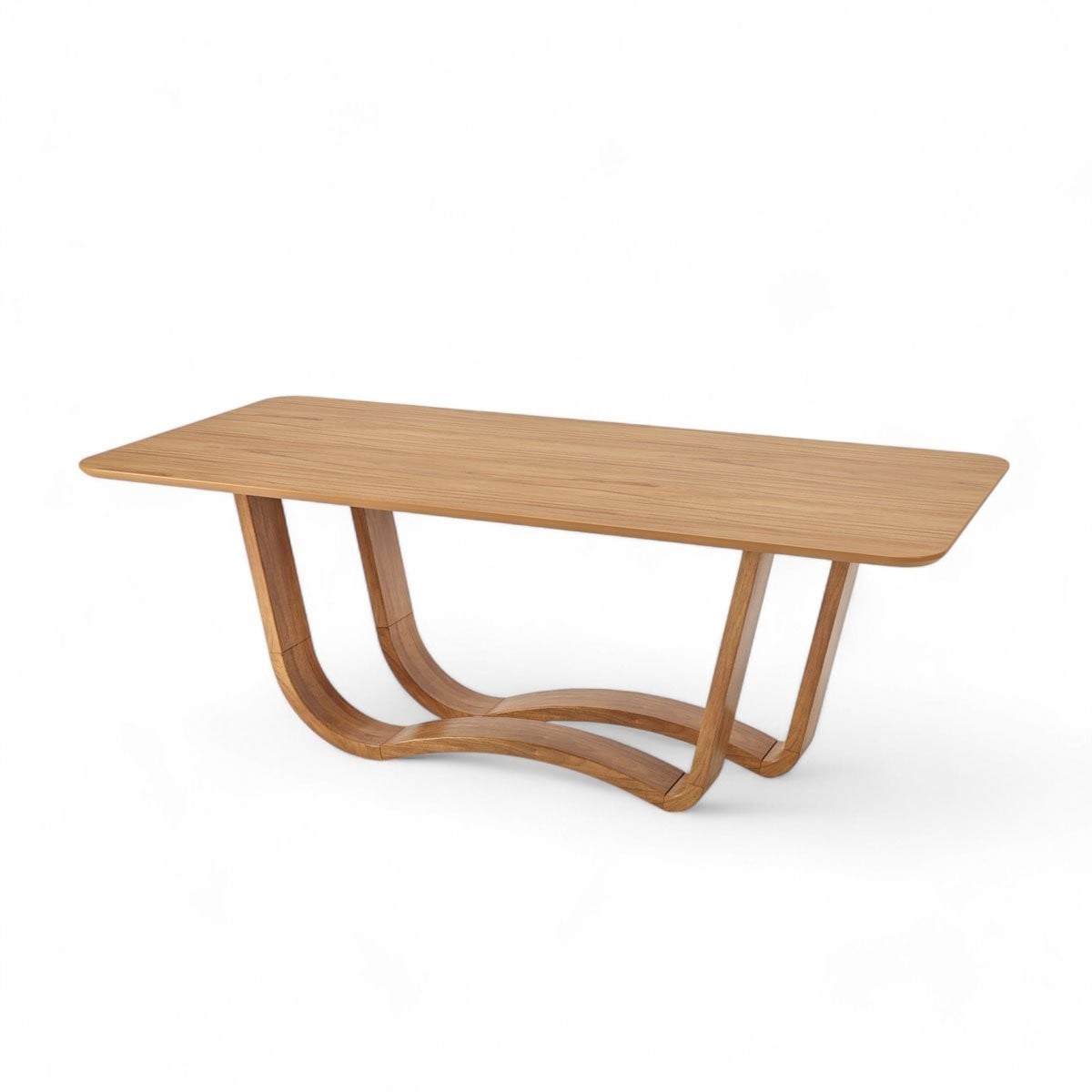 Mesa de Jantar Aloha Retangular Tampo Lâmina Cinamomo Base Madeira Eucalipto