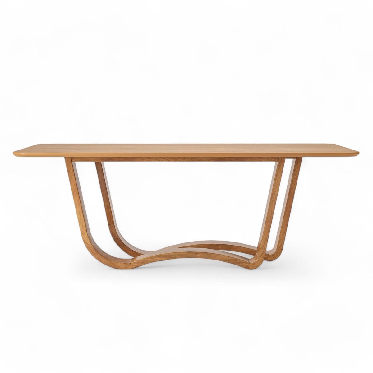 Mesa de Jantar Aloha Retangular Tampo Lâmina Cinamomo Base Madeira Eucalipto