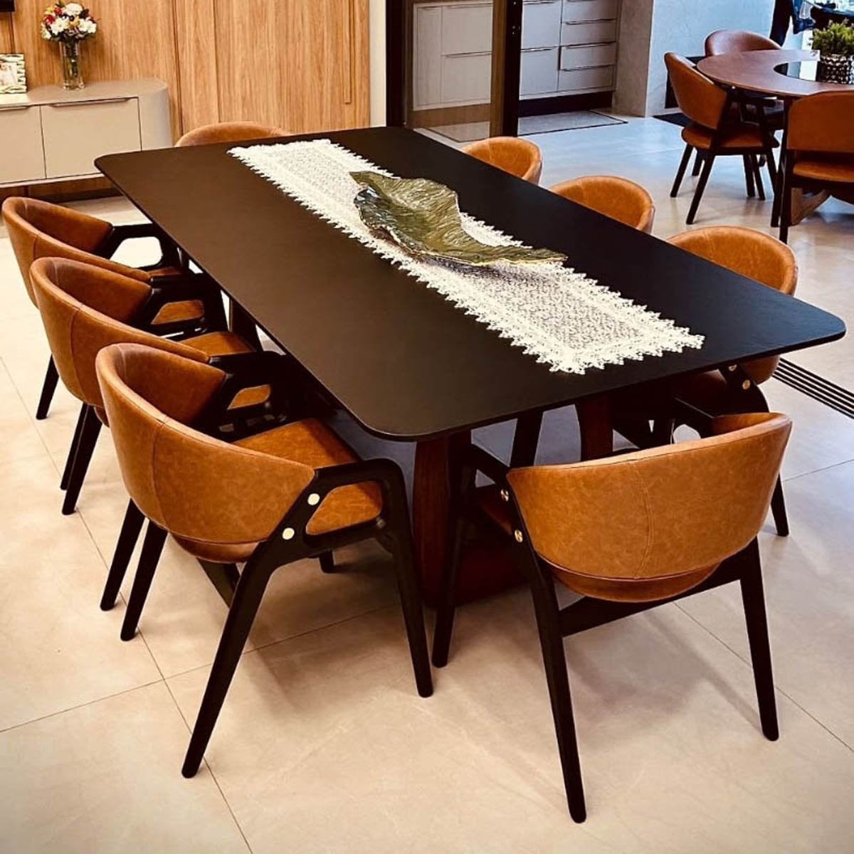 Mesa de Jantar Aurion Design Retangular Tampo Pré Composto Base Madeira Maciça Design Exclusivo by Luiz Bossardi
