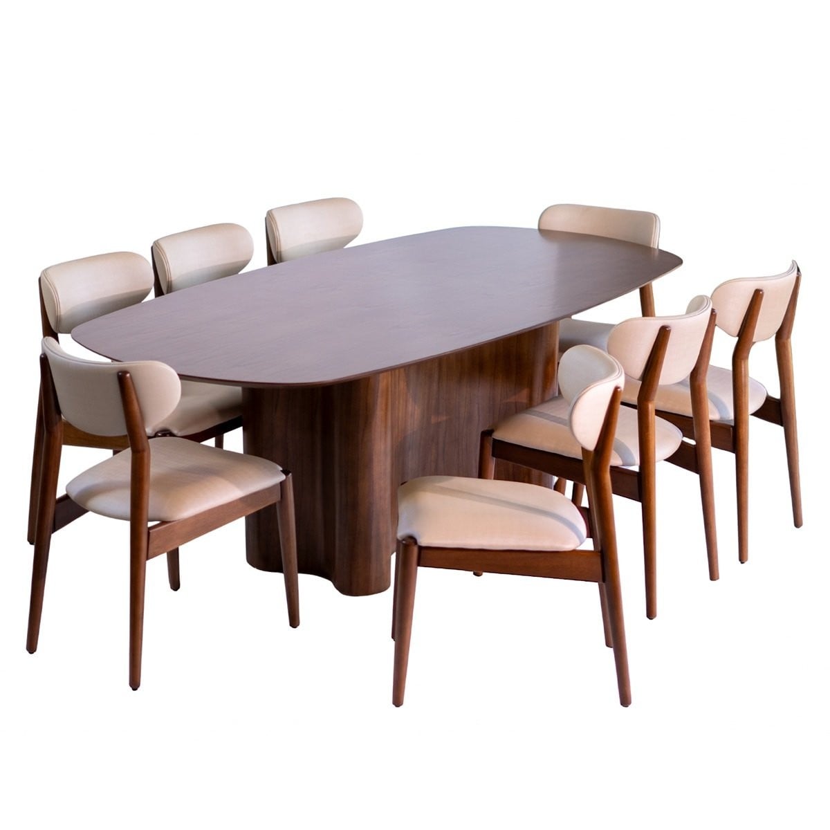 Mesa de Jantar Tania Tampo Retangular Estrutura em Laminado em Cinamomo